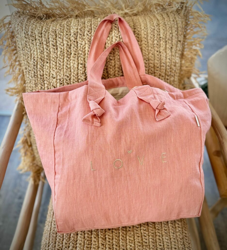 Sac Cabas "Love" Rose